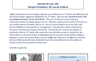 Conférence sur l&rsquo;histoire de 10 bâtiments religieux du 17ème siècle à Dieppe